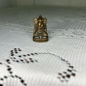 Miniature Solid Brass Ganesha Elephant Figurine